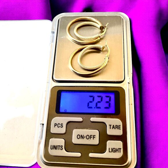 14K Yellow Gold Earrings Duble Hoops Italy 2.2 grams Leverback New - Picture 15 of 15